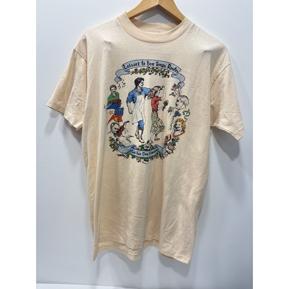 Vintage 1990 Louisiana Cajun T Shirt Hanes L Laissez Le Bon Temps Rouler USA Tee
